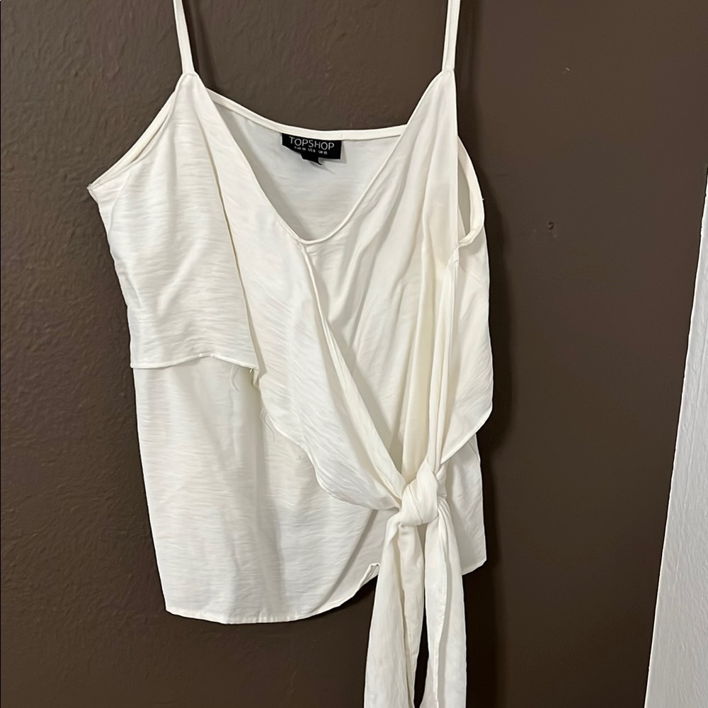 Topshop White Tie-Front Women's Top